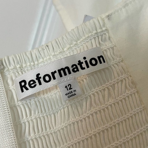 Reformation Derek Short Sleeve White Midi Dress Size 12 New - Picture 7 of 9